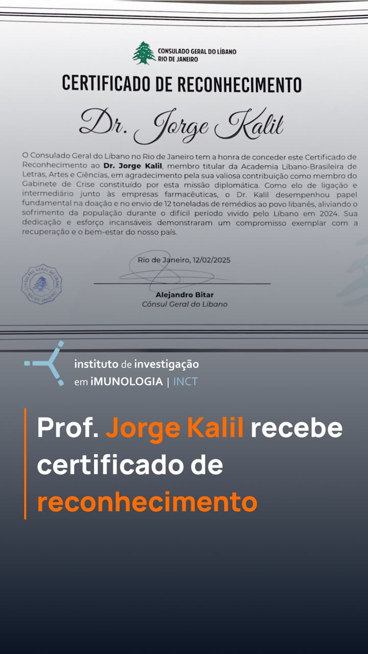 Prof. Jorge Kalil recebe certificado de reconhecimento